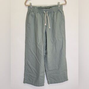 J. Crew - Olive Green Linen Blend Wide Leg Cropped Pull-on Pants - size 8